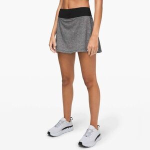 Lululemon Pace Rival Skirt With Shorts Heather Grey Black Size 4 Mid-Rise Tennis